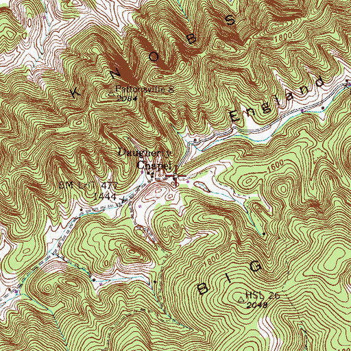 Topographic Map of Daugherty Chapel, VA