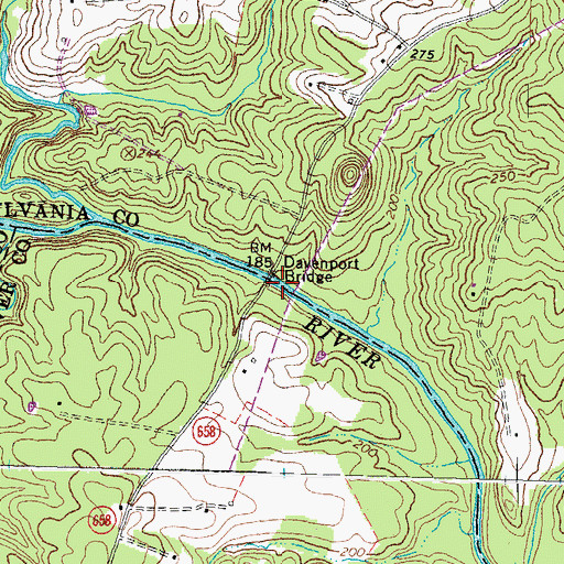 Topographic Map of Davenport Bridge, VA