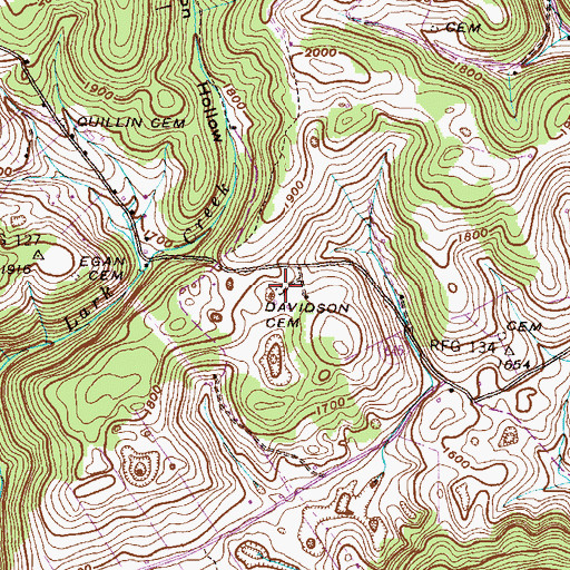 Topographic Map of Davidson Cemetery, VA