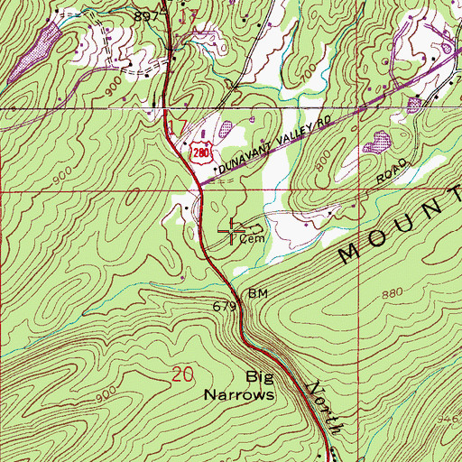 Topographic Map of Shady Grove Cemetery, AL