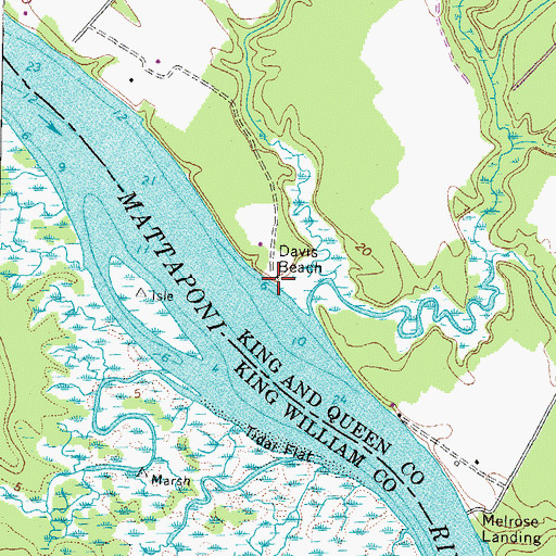 Topographic Map of Davis Beach, VA