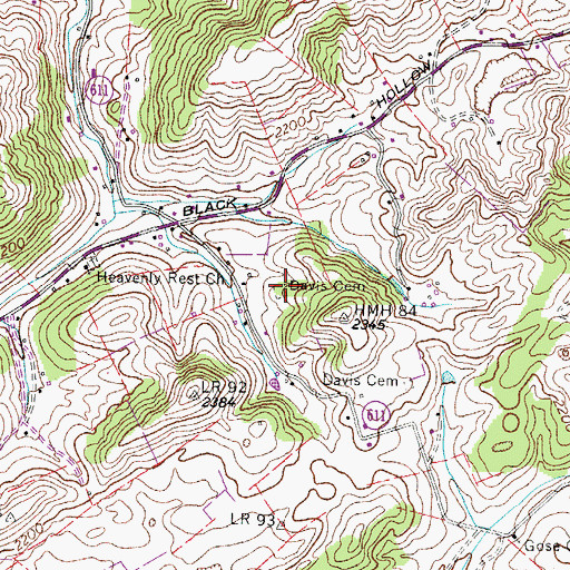 Topographic Map of Davis Cemetery, VA