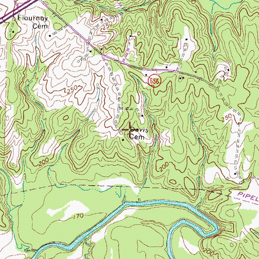 Topographic Map of Davis Cemetery, VA