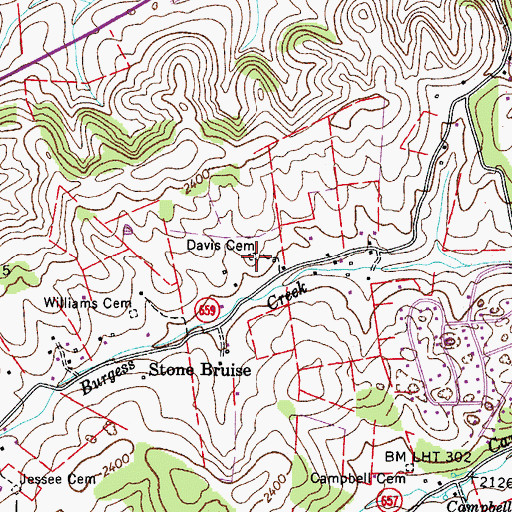 Topographic Map of Davis Cemetery, VA
