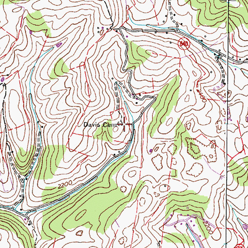 Topographic Map of Davis Cemetery, VA