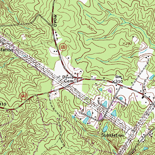 Topographic Map of Davis - Marshall Family Cemetery, VA