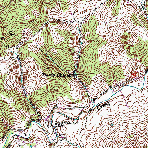 Topographic Map of Davis Chapel, VA