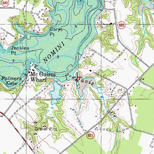 Topographic Map of Davis Creek, VA