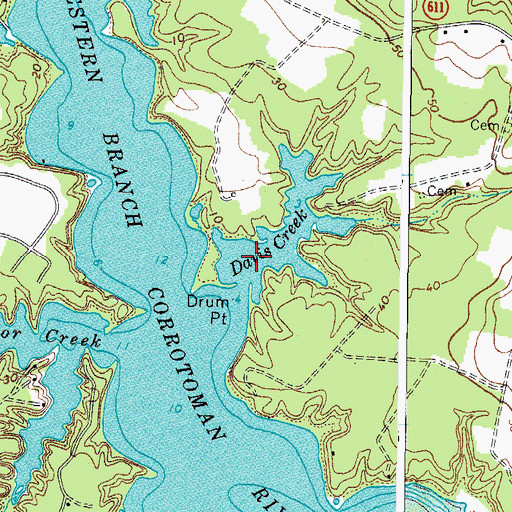 Topographic Map of Davis Creek, VA