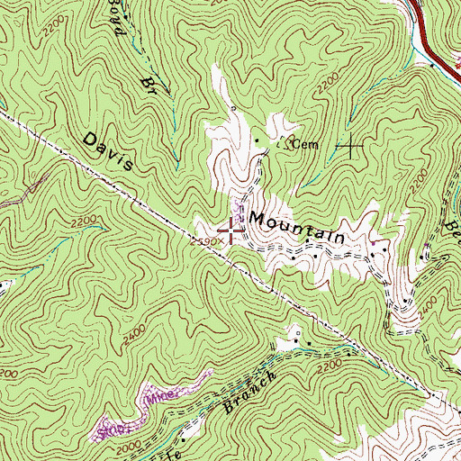 Topographic Map of Davis Mountain, VA