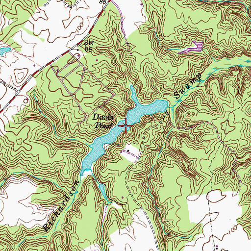 Topographic Map of Davis Pond, VA