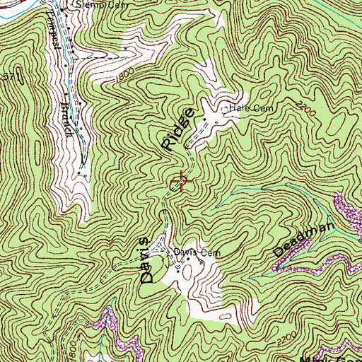 Topographic Map of Davis Ridge, VA