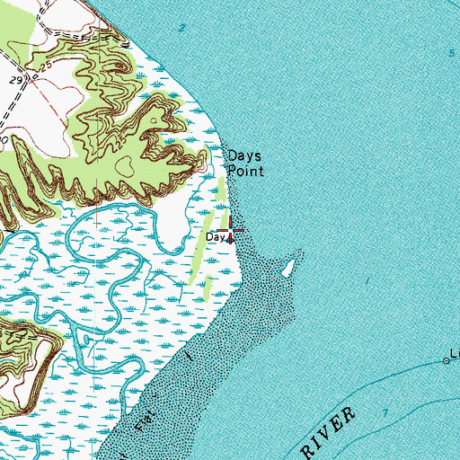Topographic Map of Days Point, VA