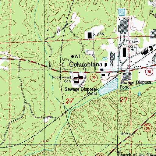 Topographic Map of Shelby County Area Vocational Center, AL