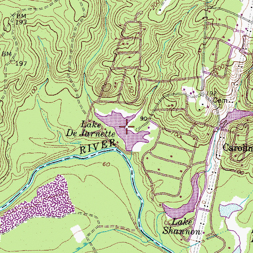 Topographic Map of Lake De Jarnette, VA