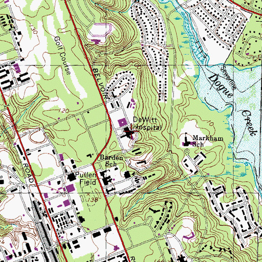 Topographic Map of DeWitt Hospital, VA