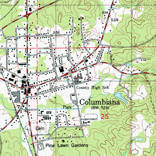 Topographic Map of Shelby County High School, AL