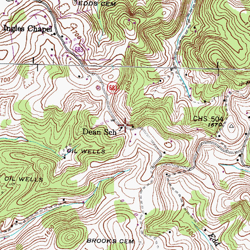 Topographic Map of Dean School, VA