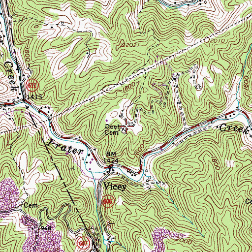 Topographic Map of Deel Cemetery, VA