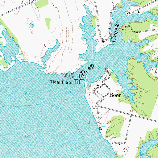 Topographic Map of Deep Creek, VA