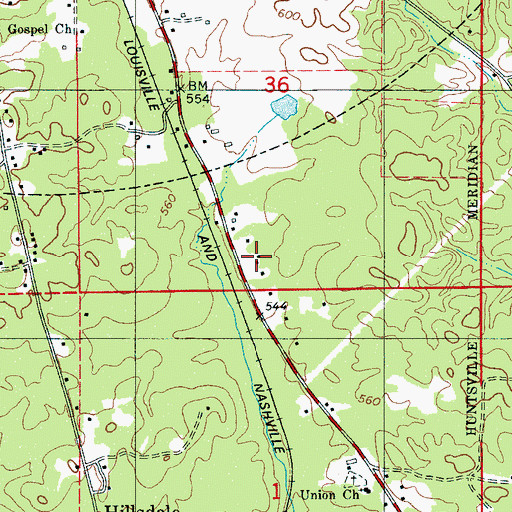 Topographic Map of Shelby Training School, AL