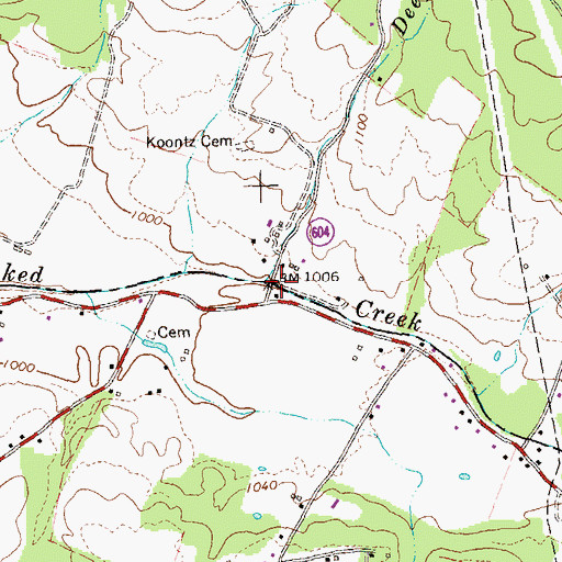 Topographic Map of Deep Run, VA