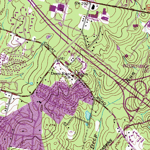 Topographic Map of Deep Run Church, VA