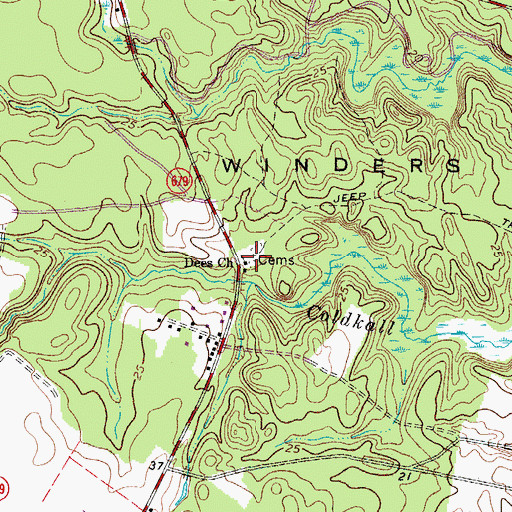 Topographic Map of Dees Church, VA