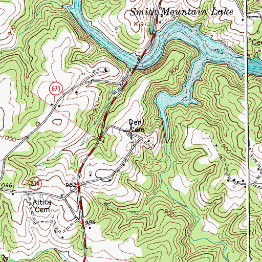 Topographic Map of Dent Cemetery, VA