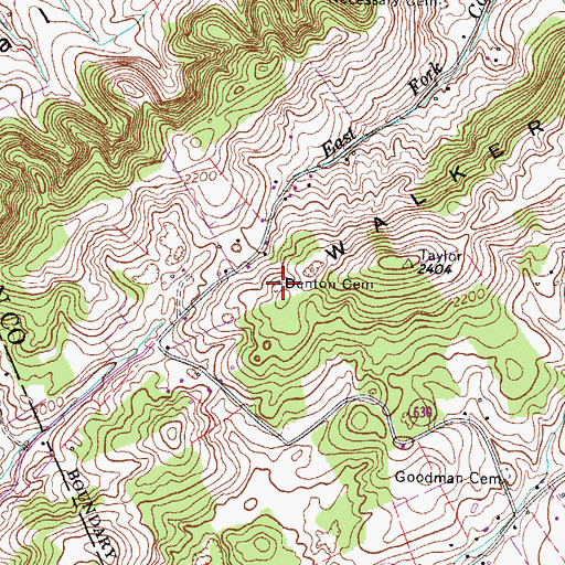 Topographic Map of Denton Cemetery, VA