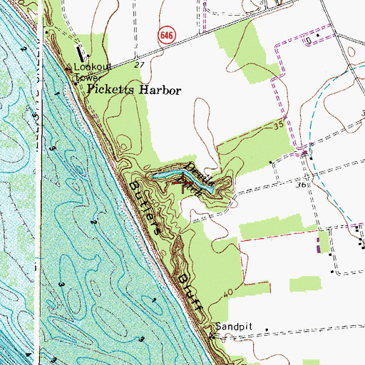 Topographic Map of Devils Ditch, VA