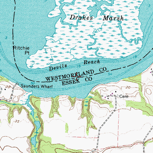 Topographic Map of Devils Reach, VA