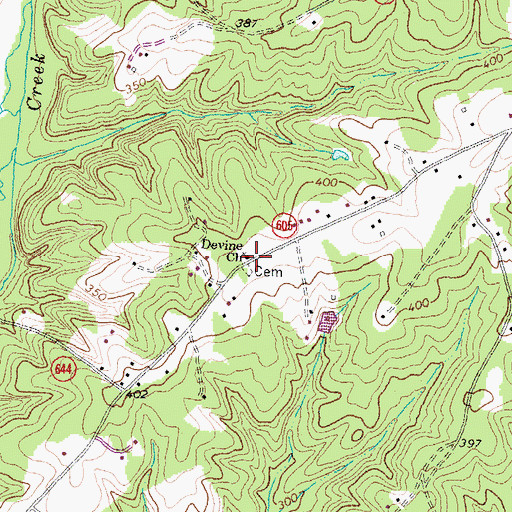 Topographic Map of Devine Church, VA