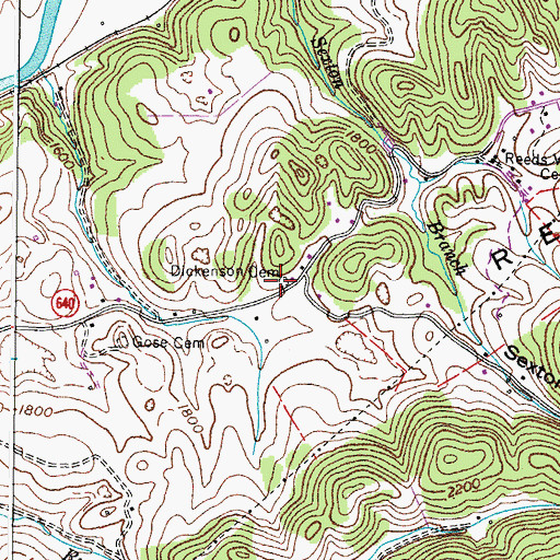 Topographic Map of Dickenson Cemetery, VA
