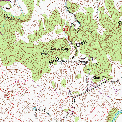 Topographic Map of Dickenson Cemetery, VA