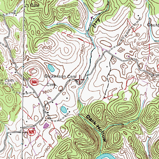 Topographic Map of Dickenson Cemetery, VA