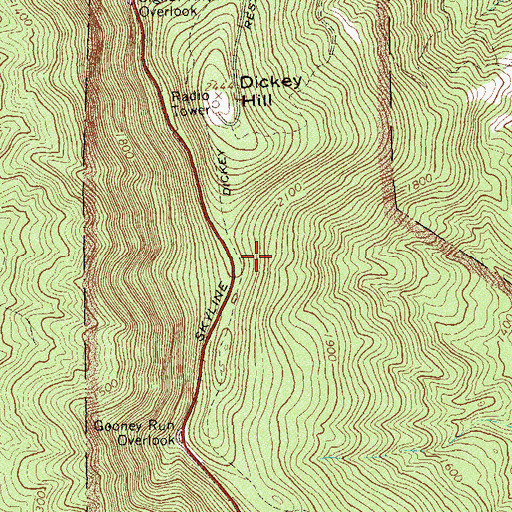 Topographic Map of Dickey Hill Trail, VA
