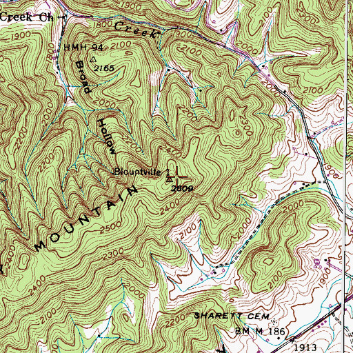 Topographic Map of Dickey Mountain, VA