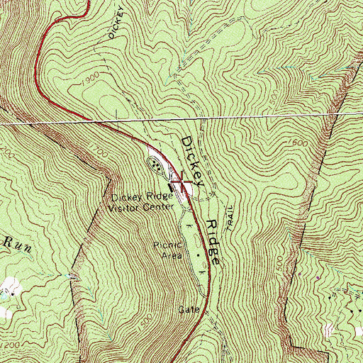 Topographic Map of Dickey Ridge Visitor Center, VA