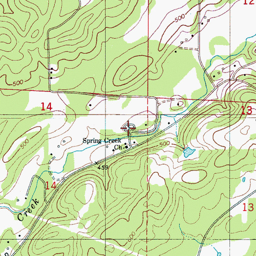 Topographic Map of Spring Creek Cemetery, AL