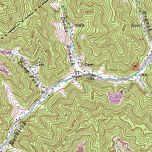 Topographic Map of Dicks Branch, VA