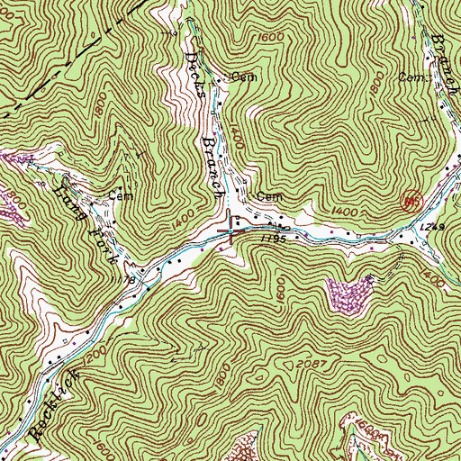 Topographic Map of Dicks Branch, VA