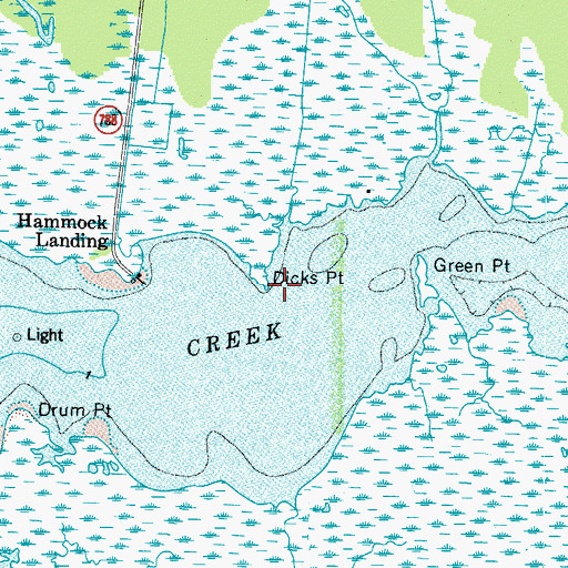 Topographic Map of Dicks Point, VA