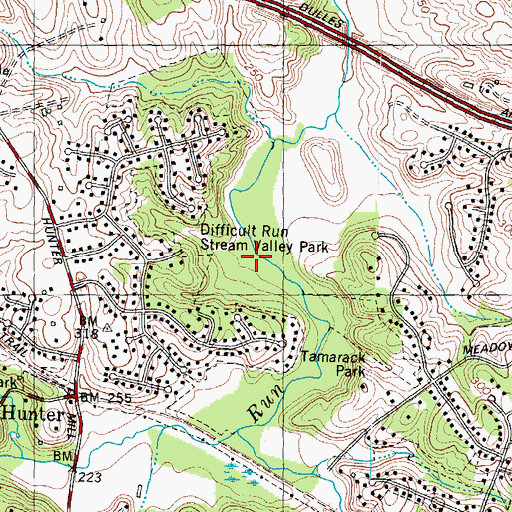 Topographic Map of Difficult Run Stream Valley Park, VA