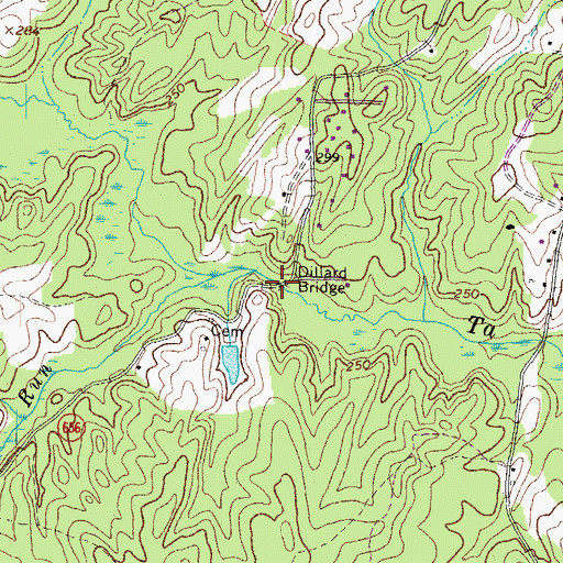 Topographic Map of Dillard Bridge, VA