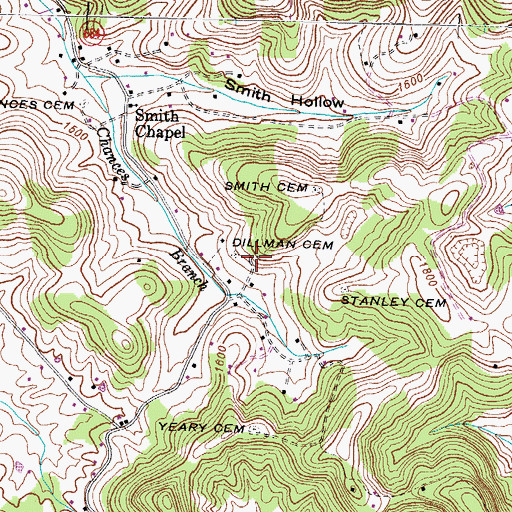 Topographic Map of Dillman Cemetery, VA