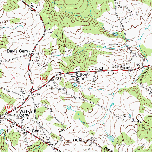 Topographic Map of Dillon Cemetery, VA