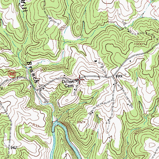 Topographic Map of Dillon Cemetery, VA