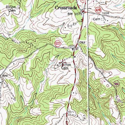 Topographic Map of Dillon Cemetery, VA