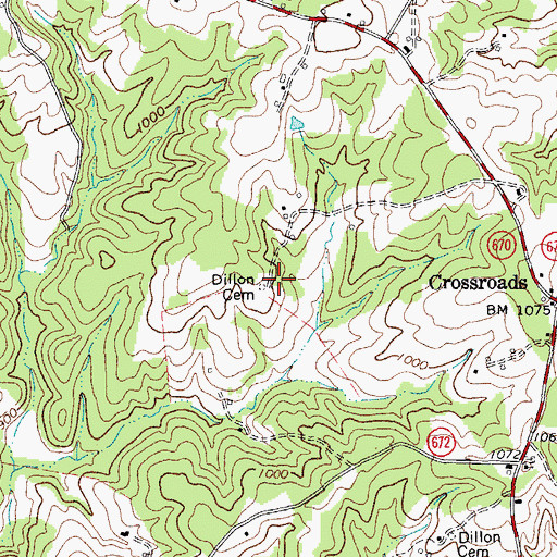 Topographic Map of Dillon Cemetery, VA